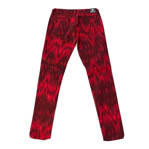Special A Juniors Red Print Denim Skinny Slim Jeans - Picture 9 of 9